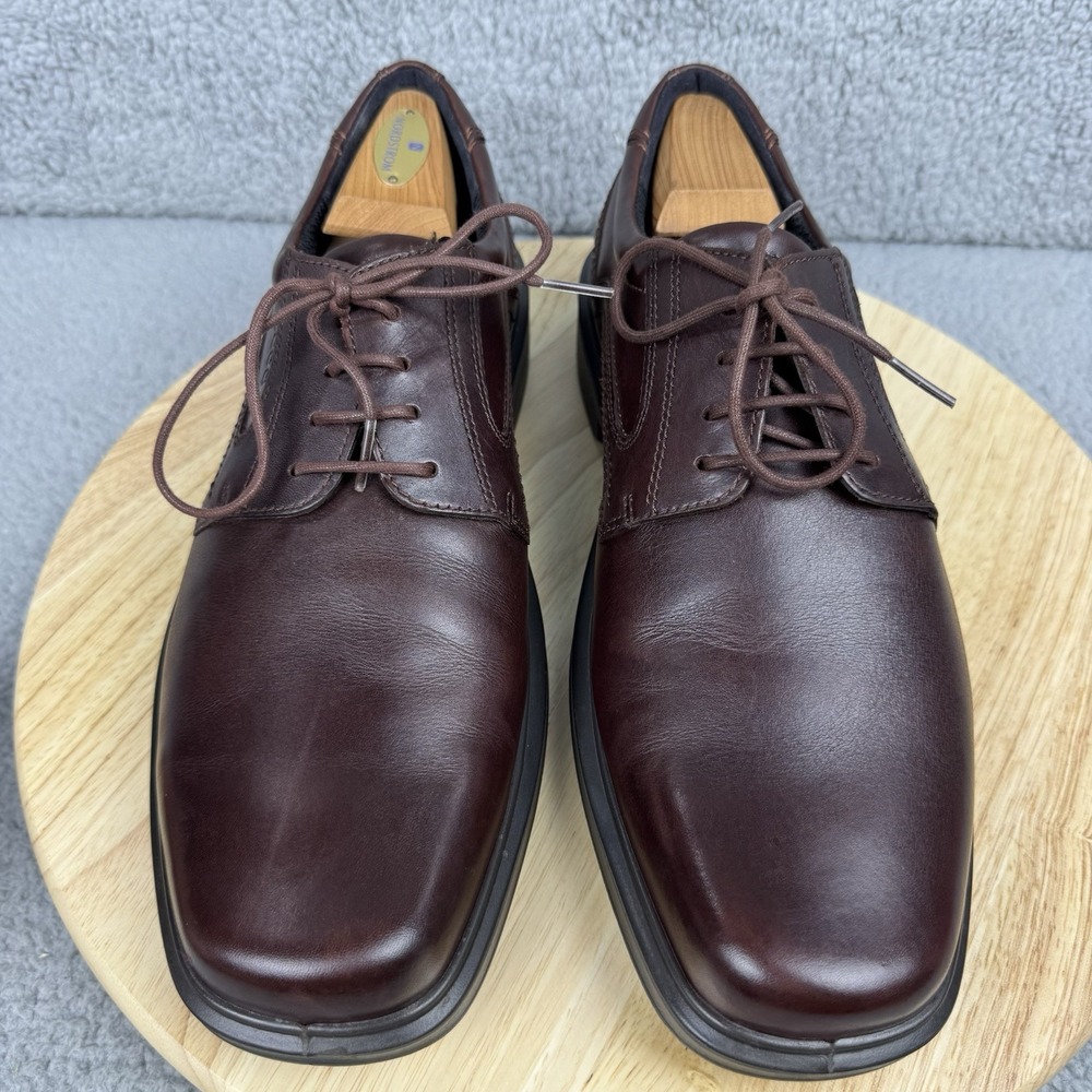Ecco Shoes Mens US 12/12.5 EU 46 Brown Leather Oxford Loafer Helsinki Lace Up - Picture 3 of 13